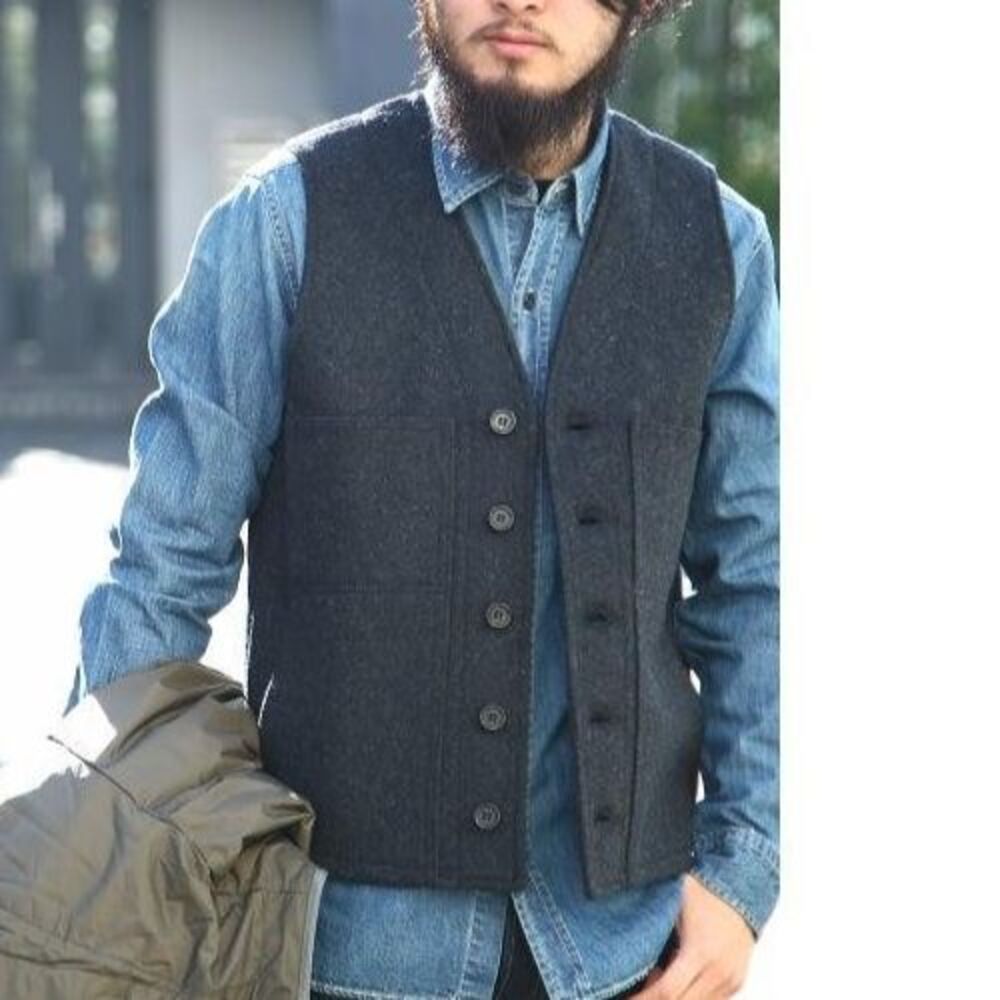Vintage Filson Mackinaw Wool Vest Mens Charcoal 100% Virgin Wool USA 70s 80s